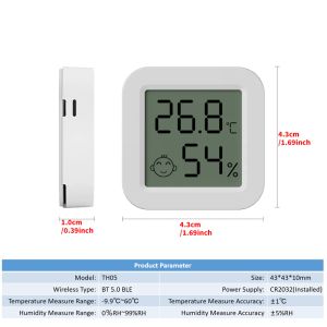 Tuya BT Mini Temperatur- och luftfuktighet Sensor LCD -skärm Bluetooth Kompatibel termometer och hygrometer med Google Home Alexa