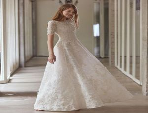 Quality Customized Summer Lace Wedding Dresses SeeThrough Bateau ALine Bridal Long Sleeve Wedding Ball Gown Dress FloorLength D9343421