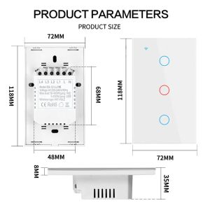 Apple homekit smart switch ingen neutral EU/US WiFi Touch Sensor Light Swall Wall Smart Home 1/2/3 Gang Siri Voice Control 2022