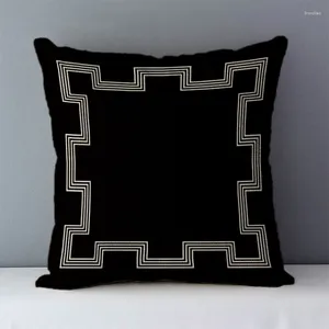 Cuscino accogliente copertura nera stampato geometrico europeo casa decorativa decorativa europea per divano/letto piazza quadrata 45x45cm yla