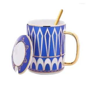 Mugs Ceramic Couple Mug With Cover Spoon Nordic Afternoon Tea Cup Creative European And British 350ml