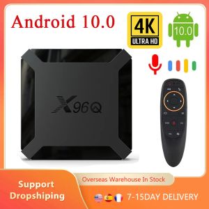 Kutu X96Q Akıllı TV Kutusu 4K HDR Android 10.0 Set Üst Kutu Google Assistant 2GB 16GB Çok Dil 2.4G WiFi MediAyoutube