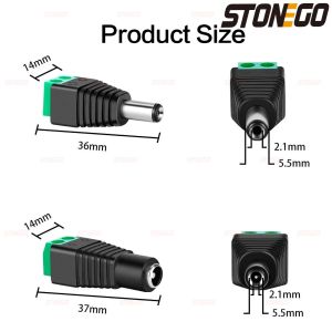 STONEGO Power Connector Plug Jack 5.5mm x 2.1mm Male Female Adapter 10/20/50PCS for LED Strip CCTV Camera Cable