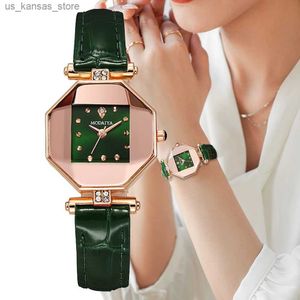 Orologi da polso marca semplice con diamanti con diamanti quadrato quarzo quarzo di alta qualità in pelle di pelle da donna ES240409