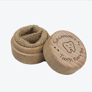 Anpassad tand fairy box tandfairy box för barnens minneslåda trä förlorad tandhållare ny baby presentförpackning