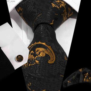 Neck Ties Mens Tie Pocket Scarf Cufflinks Set Business Dress 8.5cm Jacquard Paisley Tie 3-piece SetQ