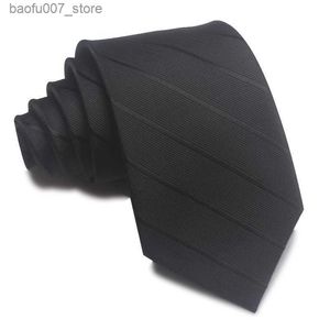 Nackband 8 cm polyester slipsar tie svart slips mörkgrå formell affärsq