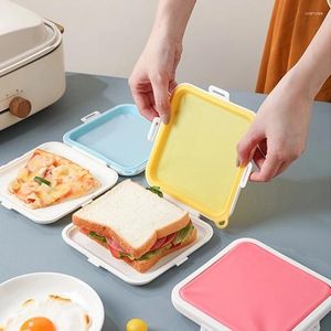 Dinnerware Silicone Take Out Bento Box Sanduíche Armazenamento de Microondas Caixas de Container de Almoço de Microondas