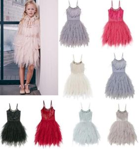 Little Girl Swan Princess Feather Fringes Tutu Dress Pageant Party Wedding Dance Formal Birthday Short Tiered Gown5599958