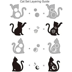 1Set 13Pcs Flower Cat Cutting Dies for DIY Scrapbook Metal Cat Kitty Die Cuts Embossing Stencils Template for Paper Card Making