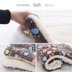 Cat Beds Furniture Ultra Soft Plush Cat Bed Mat with Cute Prints Reversible Fleece Dog Crate Kennel Pad Cozy Washable Thickened for Kitten Puppy