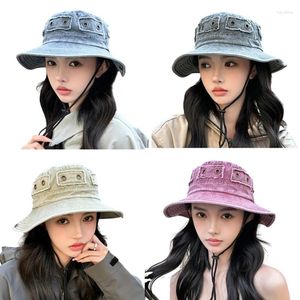 Boinas de chapéu angustiado de chapéu de pesca macia feminina feminina de praia