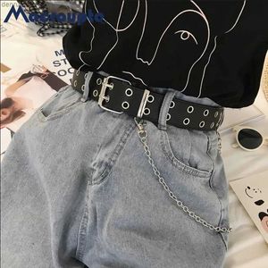 Bälten mode legering kvinnor bälten kedja lyx för äkta läder ny stil stift spänne jeans dekorativa damer retro dekorativ punkl240409