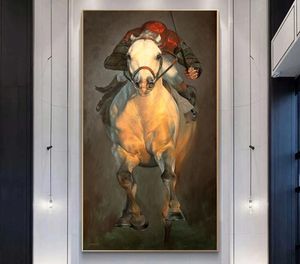 Jockey Running Horse Posters and Prints Canvas Art Abstract Painting Modern Home Decor Wall Art Pictures For Living Room Animal6950401