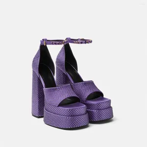 Sandali Piattaforma spessa Crystal Women Scarpe con tacchi grossi pompe Zapatos Para Mujeres Sandalias Femmininas