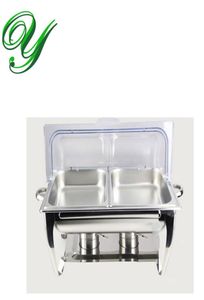 Porta pentole a buffet in acciaio inossidabile Porta da pentola 9L Basino Clear Visible Flip Lid Banchetto Pannatura di cottura Pan Server T1817301