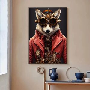 Wolf Astronaut Rabbit Poster Stampa tela dipinto Steampunk Cat Retro Funny Animal Tiger Gorilla Wall Art Room Decor Home