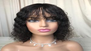 Human hair none lace wig Black Friday high quality wigs without closure deep wave with bangs6032578