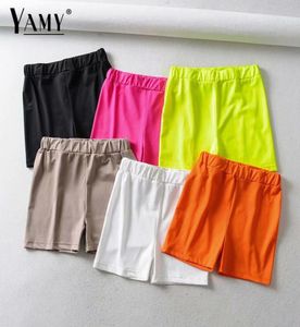 Svart neongrön reflekterande cyklist shorts kvinnor bomull spandex khakisexy hög midja shorts sommar kort mujer t2006029839820