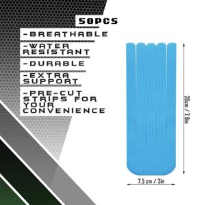 50 PCS PREカット運動学テープPRECUT SPORTS TAPES筋肉ジョイントのクイックストリップ7.5 x 20 cm x/y/mパターンストリップ