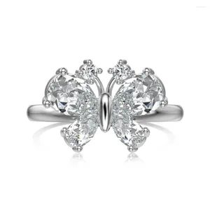 رواتب الكتلة Karloch Light Luxury S925 Sterling Silver Ring للنساء مع بطانة الزركون الفراشة رائعة واستخدام يومي متعدد الاستخدامات
