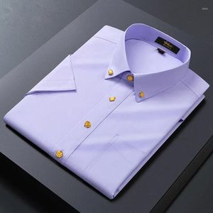 Erkekler Sıradan Gömlekler 2024 Yaz Demirsiz Kısa Kollu Beyaz İş Trendi İnce Gömlek Ofis Erkek Çalışma Üst Kıyafetleri