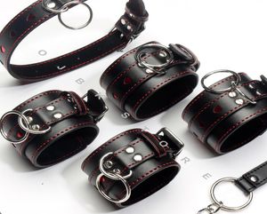 Set Leather Sexy Bdsm Foot Handcuffs Hollow Black Toys Restraints LOVE Cuffs Sex Bondage For Couples PU Erotic Womens Lingerie Leg8630979