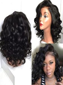 Cabelos curtos ondulados para cabelos full lace bob wigs para mulher negra onda natural onda de renda frontal