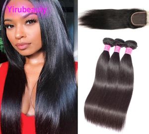 Peruvian Virgin Hair Three Bundles With 4X4 Lace Closure Straight Natural Color Whole Human Hair Wefts With 4X4 Lace Closure 41353792