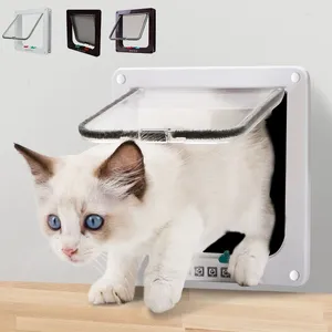 Cat Carriers Pet Dog Flap Door With 4 Way Security Lock ABS Plastic Free Entry And Exit For Small Animals Gate S M L XL