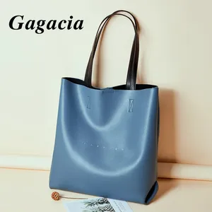 Bag GAGACIA Fashion Genuine Leather Blue Shoulder For Women Large Capacity Casual Totes Female Composite Bags Ladies Handbag