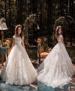 Occasioni formali Butterfly Kids Tutu Flower Girl Dresses First Communion Party Princess Gown Wedding Withing With Train6152338