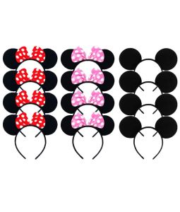 6pcs Minnie Mickey Hairbands Bows Knot Ears Hair Accessories Headband Kids Happy Birthday Party Halloween Decorations Gifts Toys