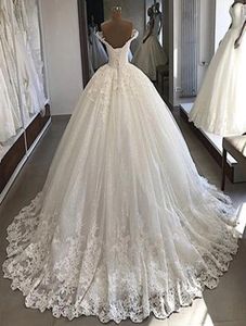 Bollklänning Princess Wedding Dresses Appliced ​​Spets Off Shoulder Sparkly paljetter Corset Back Bridal Gowns Gorgeous Luxury4291274