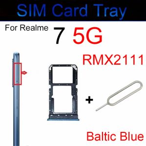 SIM -kortfack för Oppo Realme 7 5G 7Pro 7i Global Asia Dual SIM Card Slot Tray Holder Micro SD Card Reader Adapter Reparationsdelar