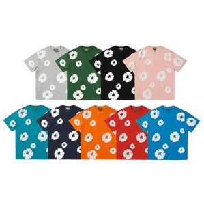 2024 camisetas de verão Chama de algodão Kapok Prinha de manga curta masculina Tshirts Crew pescoço folggy superdizex streetwear solto camisetas