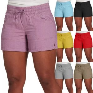 Women Fashion Casual Solid Color Elastic Waist Split Shorts Short Pants 240409