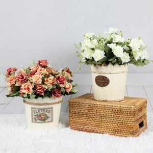 Decorative Flowers Simulation Silk Plastic Wedding Outdoor Living Room Decorations Ornaments Potted Bonsai Crafts Wholesale