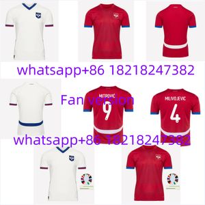 Den nya modellen 1: 1 Serbien Soccer Jersey 2024 Euro Cup Serbia National Team Home Away Sergej Mitrovic Football Shirt Vlahovic Pavic Milenkovic Zivkovic Mensns