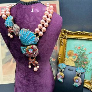 Qingdao Antique Jewelry Vintage European and American Vintage Heavy Industry Ocean Conch Shell Starfish Necklace Earring Set