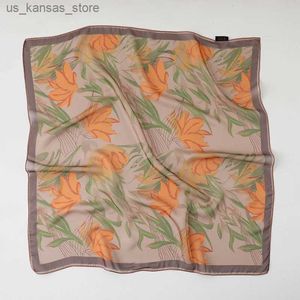 Scarves Luxury Brand Women Square Scarf 70cm Yarn Silk Shawls Design Print Headband Female Summer Headband Wraps Sunscreen Hijab 2023240409