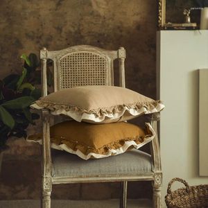 Kudde DunxDeco täcker dekorativt fodral enkel fransk landsstil Romantisk solid ramie bomullskoussin soffa stol sängkläder