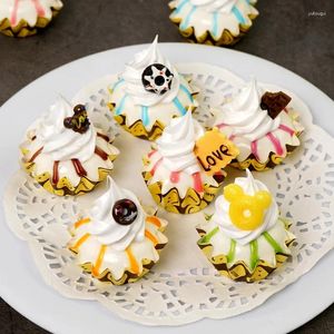 Dekorative Blumen 1PC Simulation Kuchenpapier Tasse Mini Eiskünstigung Cupcake Requisis POFORY Crafts Party Dekoration