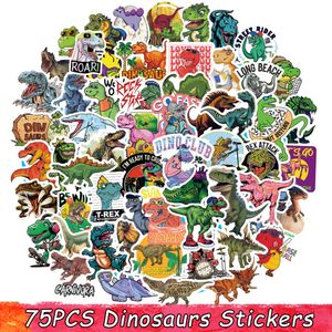 Adesivi di dinosauri cartoni animati 75pcs Tyrannosaurus rex graffiti decalcomanie per giochi per chitarra per casco bottiglie per laptop per laptop per bambini regali adesivi per animali