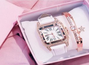 Роскошные Kemanqi Brand Watch Square Dial Diamond Bezel Кожаная лента женская часы для повседневного стиля Ladies Watch Quartz Breastches2721767