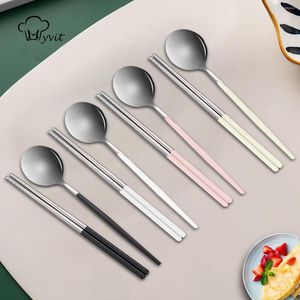 Servis uppsättningar Portable Travel Cotestar Set Chopsticks Spoon 304 Rostfritt stål Koreanska lyxiga bordsartiklar