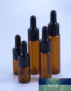 50pcslot 5ml 10ml 15ml 20ml kehribar cam damla şişe kavanozları kozmetik parfüm esansiyel yağı şişeleri için pipet ile flakonlar 3809098