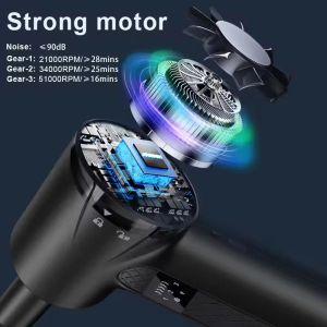 Compressed Air Duster 3in1 Car Vacuum Cleaner Handheld Air Blower & Inflator Pump 3 Gears Adjustable 51000RPM 6000mAh LED Light