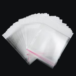 100Pcs 5x10.5cm-8x27cm Opp Bag Self Adhesive Clear Transparent Plastic Storage Bag With Hang Hole Jewelry Gift Packaging Pouches