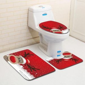 Płynny dozownik mydła 3 szt. Maty dywanów łazienkowych Zestaw pokrycia pokrywki toaletowe wzór renifer